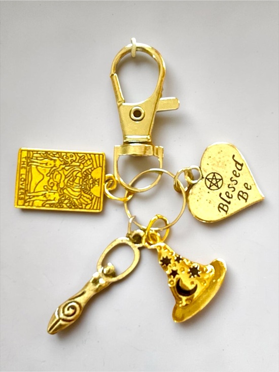 Alaska wild Rose designs￼ Accessories - Gold & Silver Toggle Clasp charms w/ Spiral,  'Blessed Be', Tarot, & Witches Hat